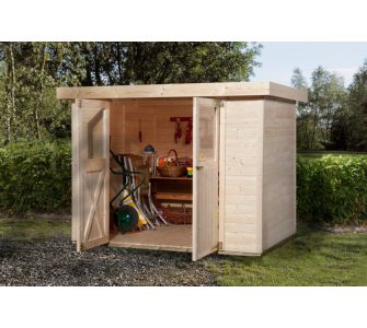 Weka Blockbohlenhaus "MARIT" mit Flachdach - Naturbelassen