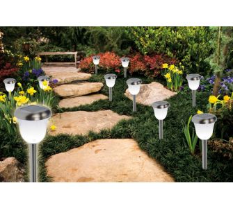 Heitronic Solar LED Leuchten aus Edelstahl, 10er-Set