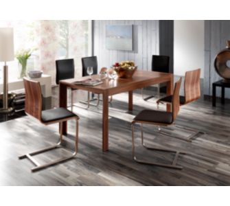 Tisch Prime Nussbaum Nachbildung inkl. 4 Stühle