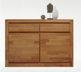 Kernbuche Massivholz Kommode Brüssel - mit 2 Schubkästen, 2 Türen