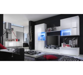 afurniture Wohnwand Marin 961 wei&szlig; mit TV-Glasboden, ohne Beleuchtung