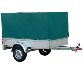 Anh&auml;nger Stema BASIC 750, komplett mit Planenset 80 cm hoch, Planenfarbe gr&uuml;n, Einachser