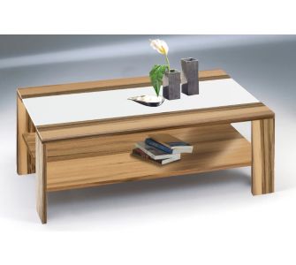 Ilert Couchtisch Brad 19 Baltimore Walnut Nachb., Glas wei&szlig;