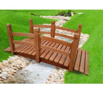 Artlands Holzbr&uuml;cke 150 cm aus Kiefernholz f&uuml;r Natur und Garten