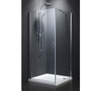 myBATH Echtglas-Duschabtrennung, Dreht&uuml;r mit fixem Seitenteil, 6 mm Sicherheitsglas, 800x800x1950