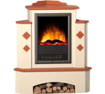 Elektrokamin Toscana, cremeweiß-terrakotta
