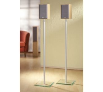 VCM 2x Boxenstand "Lugano" | Aus Aluminium & Glas f&uuml;r Surroundboxen