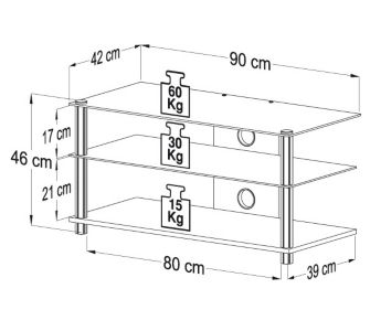 VCM TV-M&ouml;bel "Milano Klarglas" | Rack Aluminium & Glas