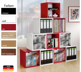 VCM Archivierungsbox "Quattro" ohne Glast&uuml;r | Regal / W&uuml;rfel in 6 Farben