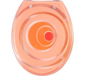 ADOB WC-Sitz "Toilettendeckel Tivoli" | Transparenter Deckel und Ring | Verstellbare Metallscharniere | Miami orange