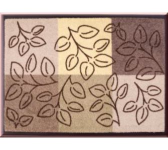 Artra Fu&szlig;matte waschbar Motiv " Bl&auml;tter Beige "
