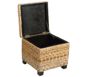 Artra Truhe-Hocker-Beistelltisch aus Wasserhyazinthe und Holz