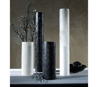 Artra Mango-Holz-Vase Bodenvase 70cm hoch wei&szlig; lackiert