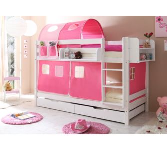 Pingulina Massivholz Etagenbett Kiefer wei&szlig; Classic