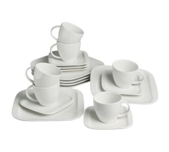 flirt Kaffeeservice Squadro wei&szlig; aus Porzellan, 18-tlg.