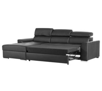 Ecksofa schwarz mit Bett, Bettkasten u. R&uuml;ckenfunktion