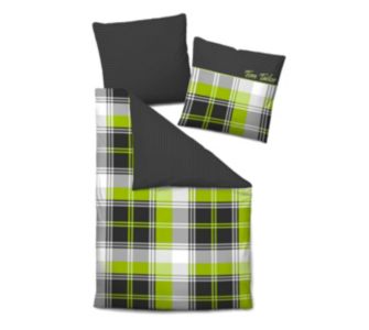 tom tailor Satin Bettw&auml;sche schwarze Karos, summergreen