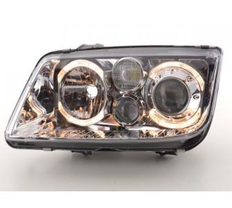 FK-Automotive Angel Eyes Scheinwerfer Set f&uuml;r VW Bora Typ 1J Bj. 98-04 chrom