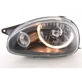 FK-Automotive Angel Eyes Scheinwerfer Set Opel Corsa B Bj. 93-00 schwarz