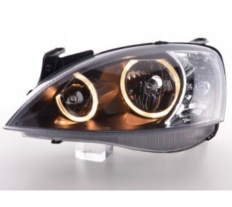 FK-Automotive Angel Eyes Scheinwerfer Set f&uuml;r Opel Corsa Typ C Bj. 01-06 schwarz