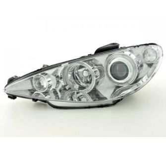 FK-Automotive Angel Eyes Scheinwerfer Set f&uuml;r Peugeot 206 Bj. 98-03 chrom