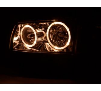FK-Automotive Angel Eyes Scheinwerfer Set f&uuml;r VW Bus Typ T4 Bj. 97-02 chrom