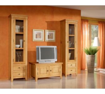Natura Classico Wohnzimmerschrank Vitrinenschrank Kiefer ge&ouml;lt Alida
