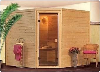 38 mm Massivholz Sauna Lennja mit Eckeinstieg - 4,84 m�
