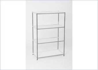 Die Zukunft für Wohnen und Arbeiten. Ideal für Ihre Bücher, als Barregal oder im Bad. Modernes und edles Design durch die Komposition von Glas und Chrom.   Mittige Ablageböden aus satiniertem Glas Stahlrohre verchromt Auch mit LED-Beleuchtung erhältlich   Maße Maße: ca. B 80 x H 120 x T 40...