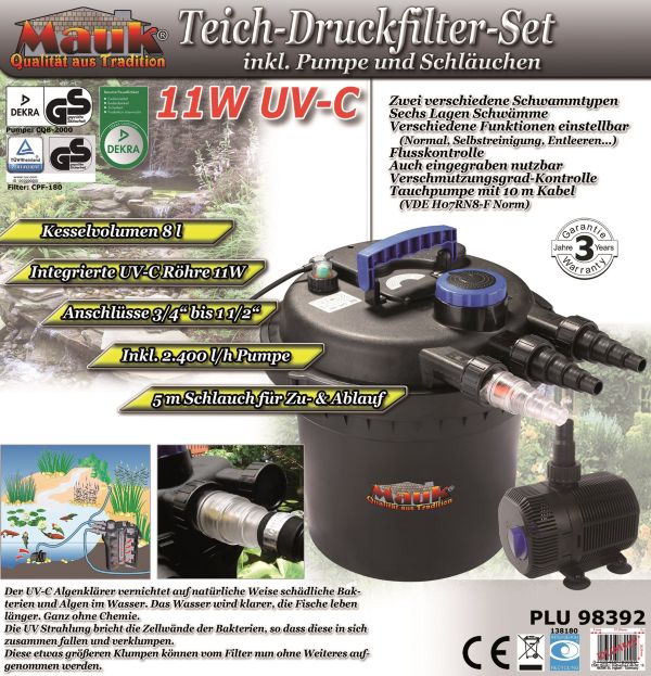 Mauk TeichDruckfilterSet 11 W Teichset Teichzubehör Zubehör Teich eBay