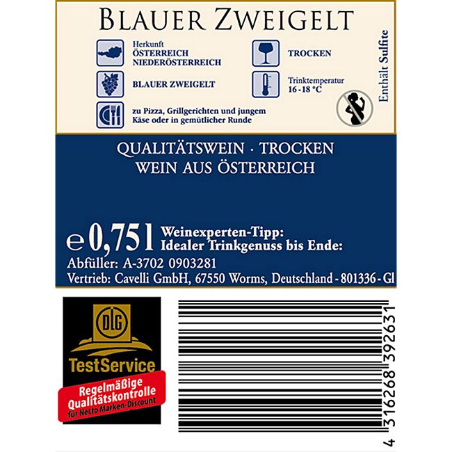 Blauer Zweigelt 12 0 Vol 0 75 Liter Online Kaufen Bei Netto