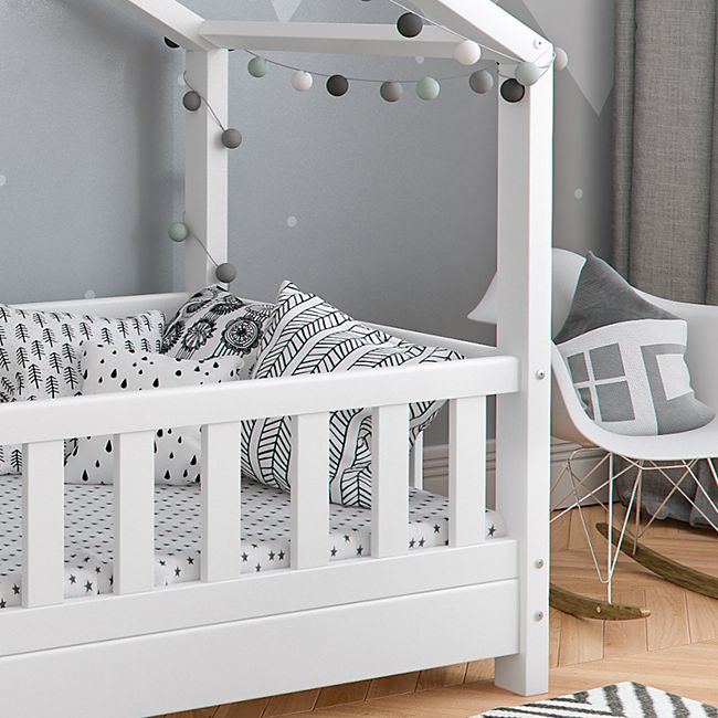 Vitalispa Kinderbett Design Hausbett Zaun Kinder Bett Holz Haus Weiss 70x140cm Online Kaufen Bei Netto